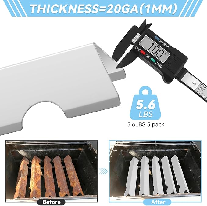 17" Flavorizer Bars for Weber Genesis II Grill Parts GS4 Genesis II/II LX 300 Series Genesis II E-310 E-315 E-335 LX E-340 Heat Plates Replacements for 66795 Stainless Steel Flavor Bars, 5 Pack