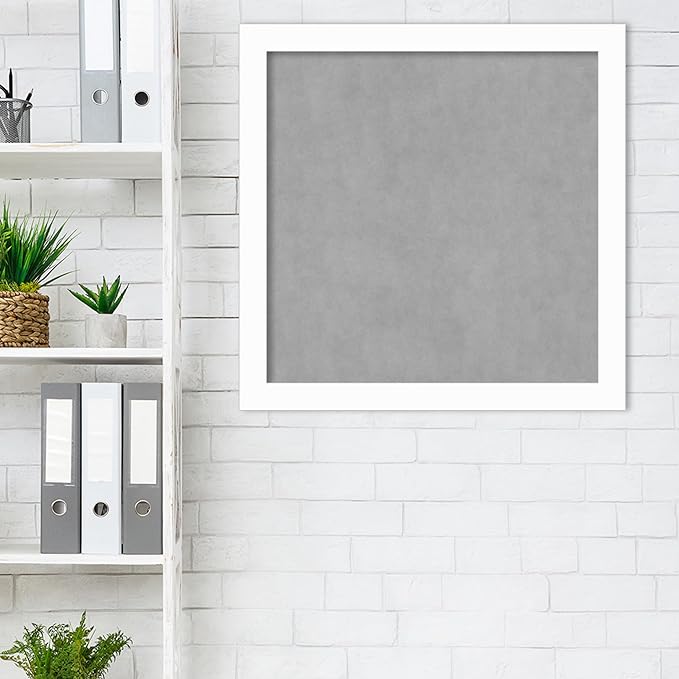 Amanti Art White Framed Magnetic Board 27x27 Medium Vision Board for use with Magnets, 100% Metal Sheet to Display Items as Office Decor or for Home Organization in mudroom, Kitchen or Kids Room