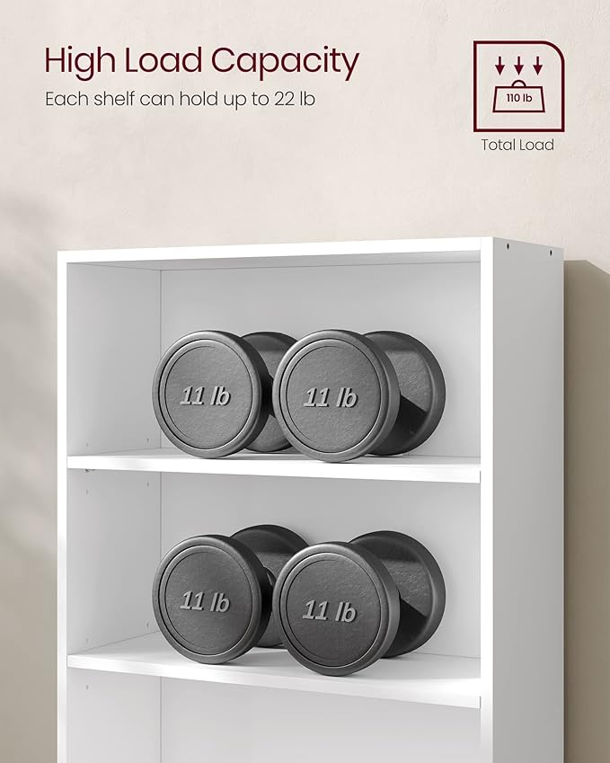 VASAGLE CUSTOS Collection - Bookshelf, 4-Tier Bookcase, Book Shelf, Open Storage Shelf, 9.4 x 23.6 x 42.4 Inches, for Living Room, Home Office, Dinning Room, Cloud White ULBC164T14 | Bookcase, Book Shelf, Open Storage Shelf, for Living Room, Home Offic...