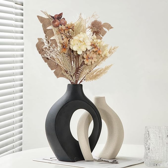 18Pcs Boho Faux Fall Dried Pampas Grass Silk Hydrangea Flowers Bouquets Fall Decor, Fake Autumn Thanksgiving Harvest Stems Fall Picks Branches Floral Arrangements for Vase 18"