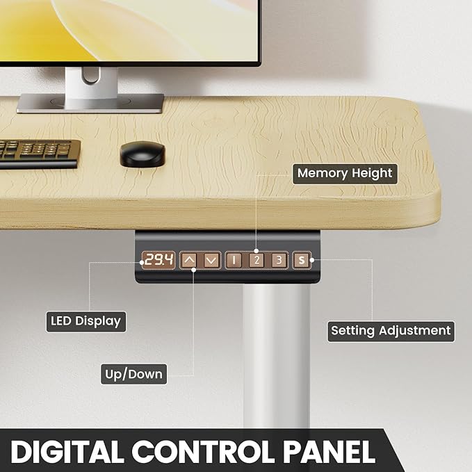 Flycity Electric L Shaped Standing Desk Adjustable Height, 63" x 55" Corner Stand Up Table, Home Office Desk, Dual Motor Sit Stand Desk, Computer Desk with 3 Memory Preset & Lock, Maple