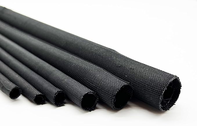 Braided Split Wire Loom Black Wire Cover Protective Harness Tubing Cable Management Self Wrap Cord Sleeve Mesh Woven 5/16"-35ft