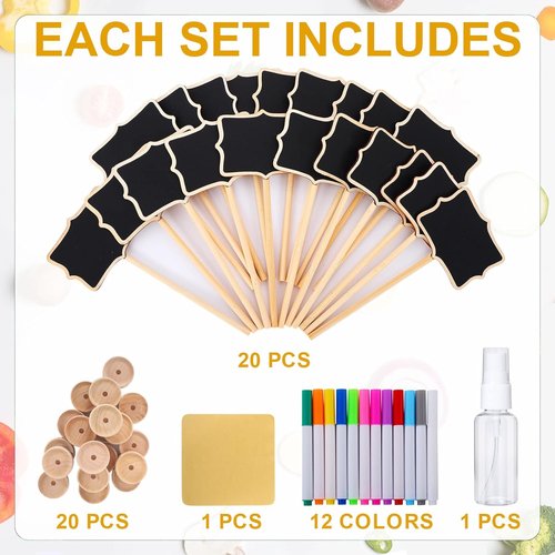 Skiennix 20Pcs Mini Chalkboard Signs - Versatile Food Labels for Parties & Events | Small Rectangle Design