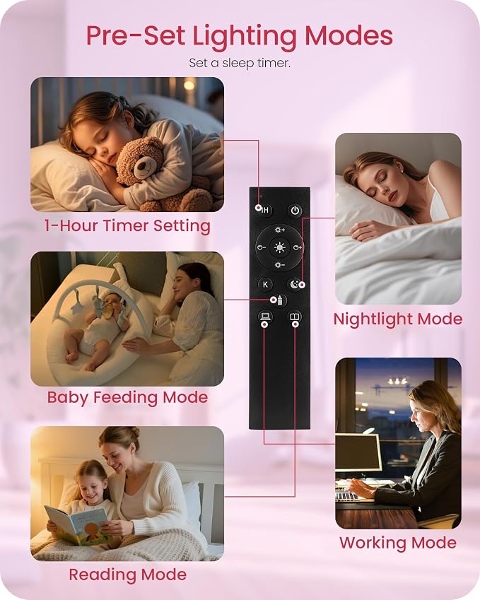Dimmable Floor Lamps for Living Room with Remote and Foot Switch, 64.4” Modern Standing Tall Lamp, Corner Lamp for Bedroom, Bulb Included, 3000K-6500K, FCC Listed, Sakura Pink and Black CP06LD05W1