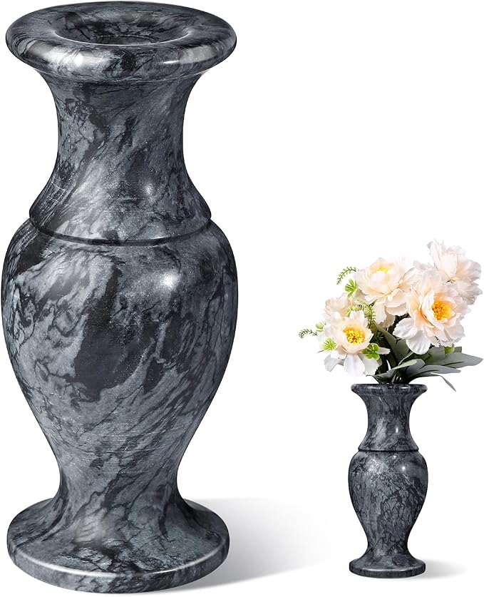 Natural Marble Cemetery Vases for Grave Heavy Headstone Vases for Cemetery is Used to Display Flowers and Artificial Flowers, Suitable for Decorating Cemeteries and Memorial Tombs