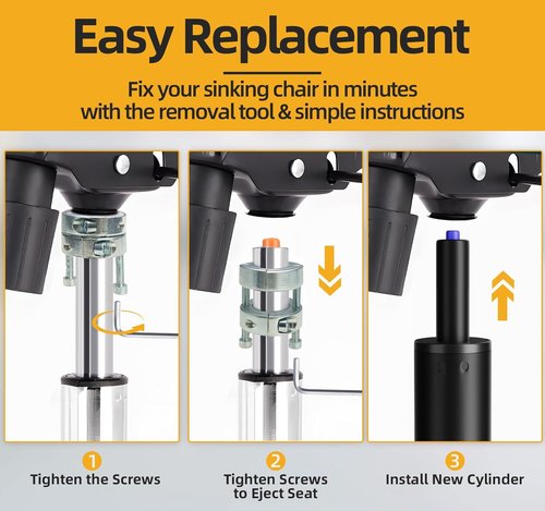 MASTERY MART Office Chair Gas Cylinder Replacement Kit - Heavy Duty Hydraulic Piston, 6" Stroke, 1000 lbs Capacity, Easy Install