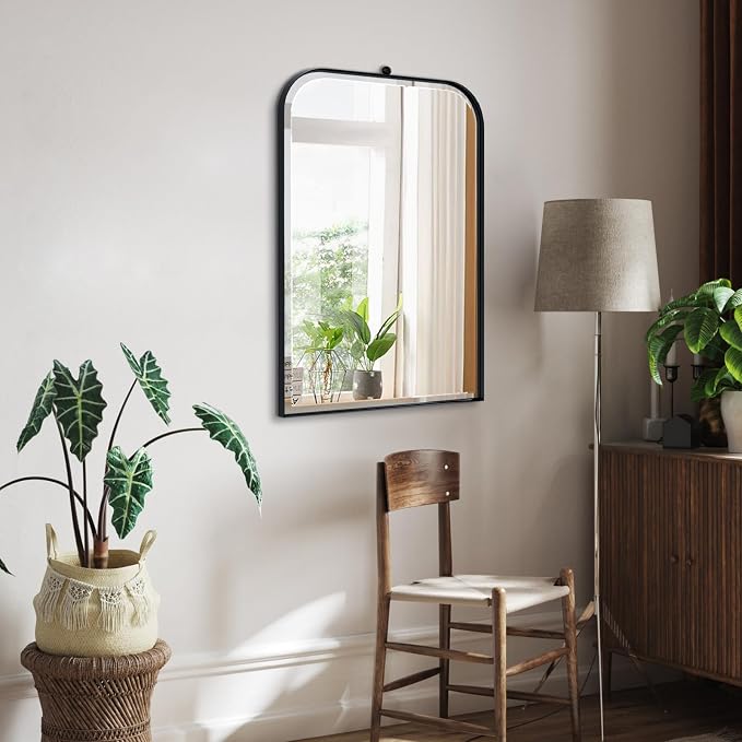 POZINO Bathroom Beveled Mirror, 30"x20" Modern Vanity Wall Mirror for Over Sink, Rounded Corner Rectangle Aesthetic Mirrors for Entryway Hallway Bedroom Living Room Fireplace