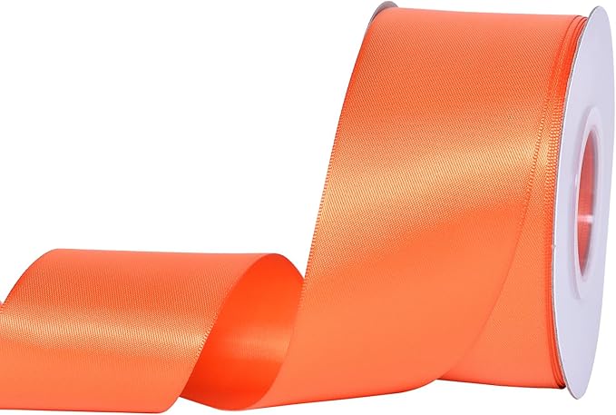 YAMA Orange Double Faced Satin Ribbon, 2 Inch 25 Yards, Great for Crafts Bows Flower Bouquet Wedding Home Decor Gift Wrapping