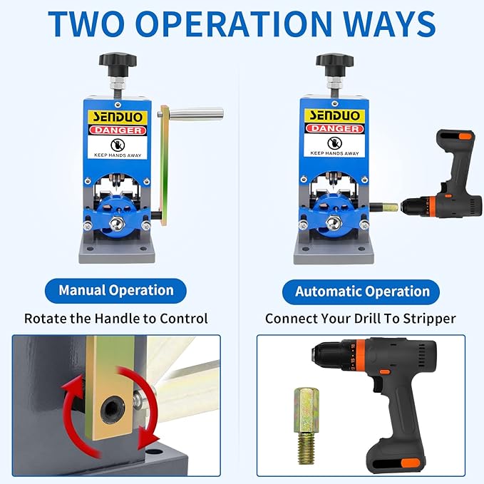 Upgraded Manual Wire Stripper Machine 0.06-1.57in,Cable Stripper Machine for Drill, Wire Stripper Tool With Hand Crank Portable,Wire Stripping Machine For Scrap Copper Recycling