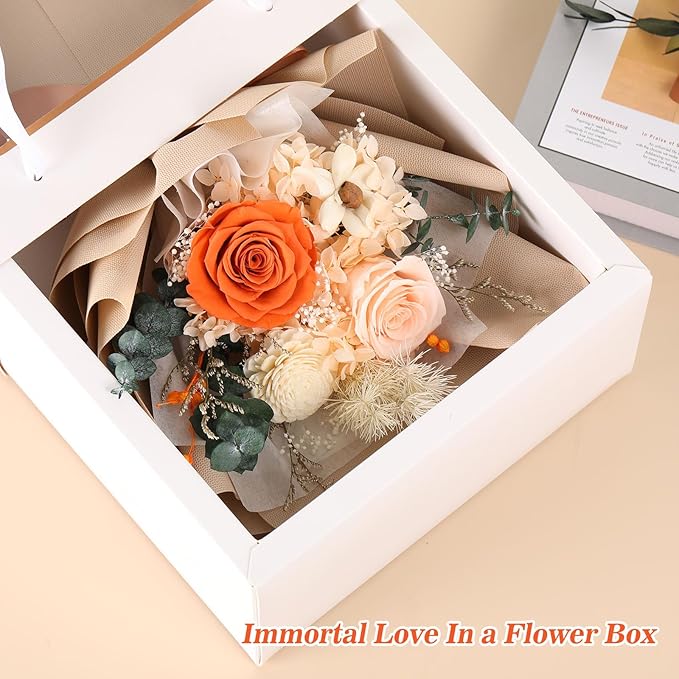 Jtoder Forever Flowers for Delivery, Preserved Flower Bouquets, Long Lasting Pink Roses, Gifts Bouquet for Mother Wife Girlfriend on Festivals Birthday Anniversary