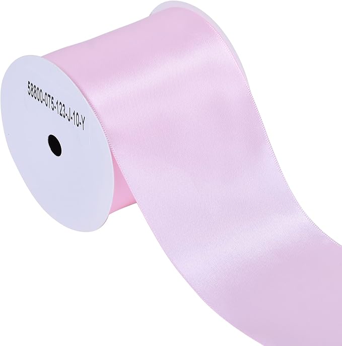 YAMA Light Pink Double Faced Satin Ribbon, 3 Inch 10 Yards, Great for Crafts Bows Flower Bouquet Wedding Home Decor Gift Wrapping
