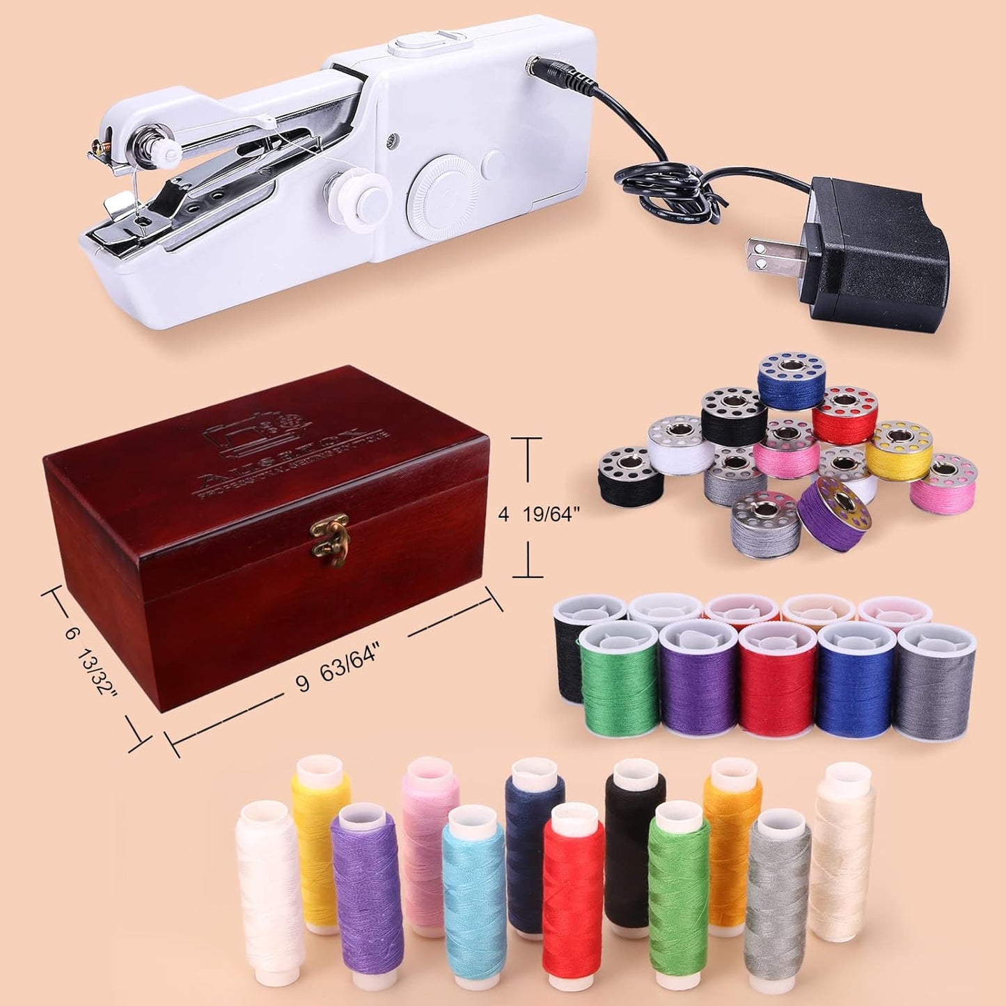 Skiennix Handheld Sewing Machine - Mini Portable Cordless Design with 153-Piece Sewing Kit | Ideal for Home Repairs & Beginners