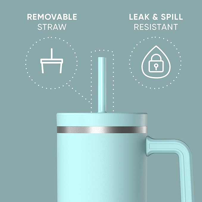 Hydrapeak Voyager 40 oz Tumbler with Handle and Straw Lid | Reusable Stainless Steel Water Bottle Travel Mug Cupholder Friendly | Insulated Cup (Alpine)