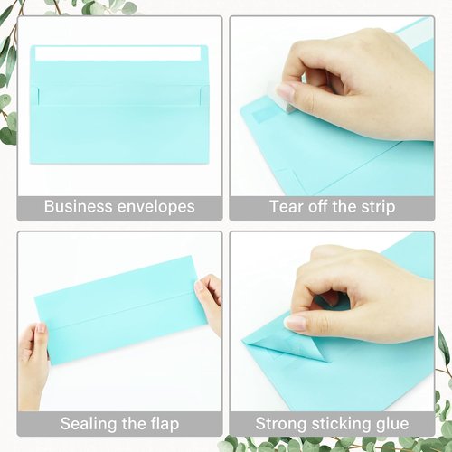 Light Blue Self-Seal Business Envelopes by [Brand Name] - 50 Pack for Secure Mailing | 4 1/8 x 9 1/2 Inches