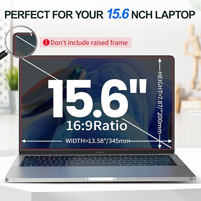 GUDTEKE 2Pack Magnetic 15.6 Inch Laptop Privacy Screen 16:9 Aspect Ratio, Removable Anti-Blue/Glare Protector Film, Anti Spy Desktop Security Private Filter 15.6in
