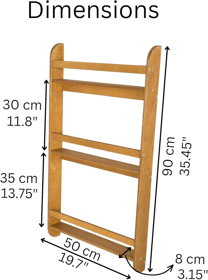 Montessori Wall-Mounted Bookshelf for Toddlers Toy Storage Shelf Organizer for Playroom and Classroom Floor Bookshelves for Kids Room (Oak, L, 3)