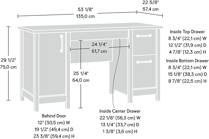 Sauder Cannery Bridge Computer Desk with Storage Drawers, Home Office Desk with File Cabinet Drawer, in Sindoori Mango