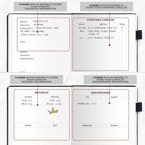 Regine Switzerland Address Book - Large Print Hardcover with Alphabetical Tabs | 5'' x 7.6'' (Black)