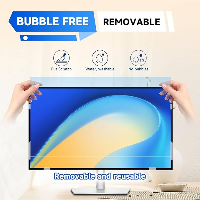IPROKKO 【2 Pack】 27 inch Anti-Blue Light monitor Screen Protector for 16:9 Widescreen,Removable Anti Glare Blue Light Blocking Screen Filter，LED PC Anti-UV Eye Protection Filter Film