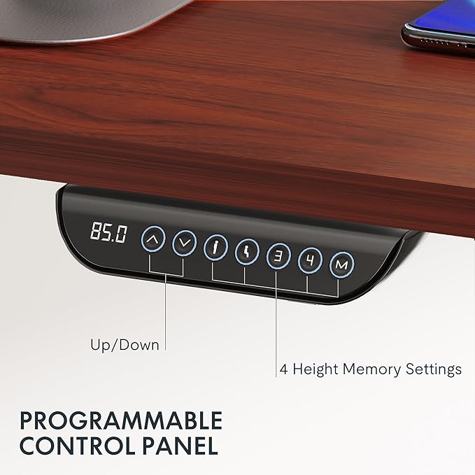 FLEXISPOT E6 MAX Dual Motor 3 Stages Standing Desk 55x28 Inch Whole-Piece Board Electric Height Adjustable Stand Up Desk 150KG Load Capacity(Black Frame + Mahogany Desktop)