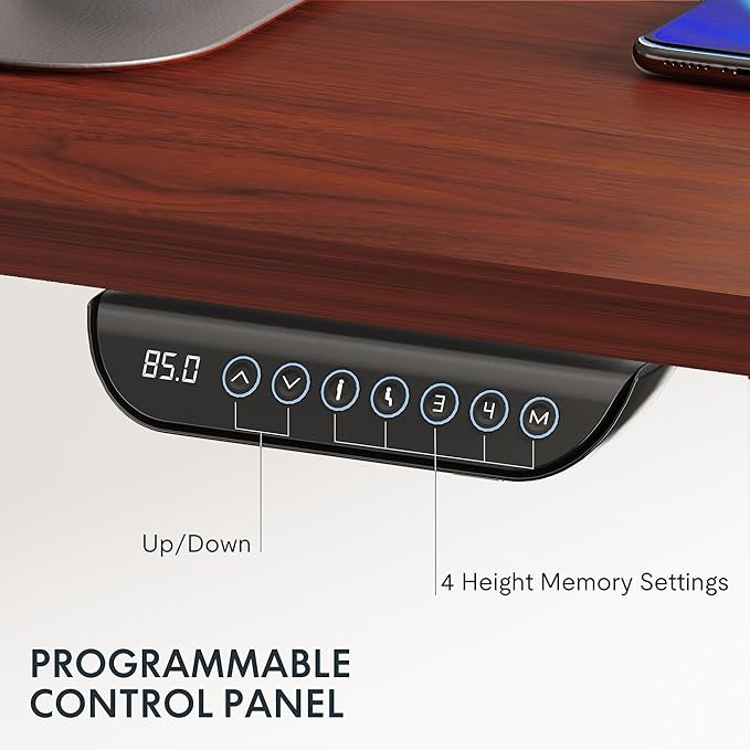 FLEXISPOT E6 MAX Dual Motor 3 Stages Standing Desk 48x30 Inch Whole-Piece Board Electric Height Adjustable Stand Up Desk 150KG Load Capacity(Black Frame + Mahogany Desktop)