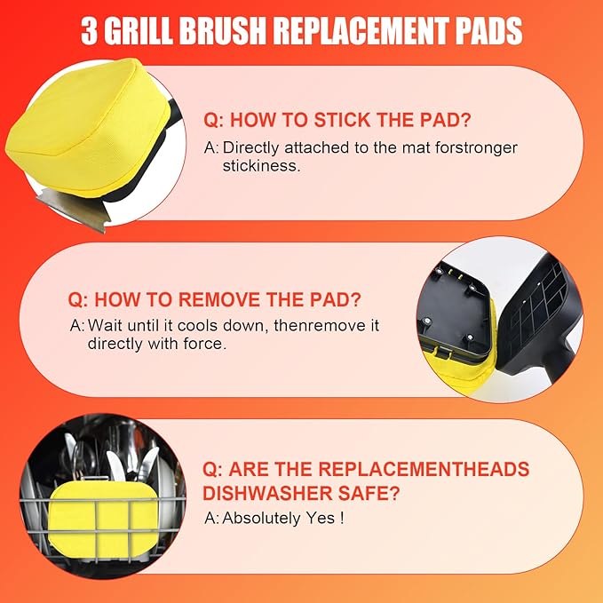 Grill Brush Bristle Free with 2 Replaceable Heads, Steam-Enhanced Scraper for Cast Iron & Stainless Steel Grates, Safe Non-Scratch Barbecue Cleaner for Outdoor Grills