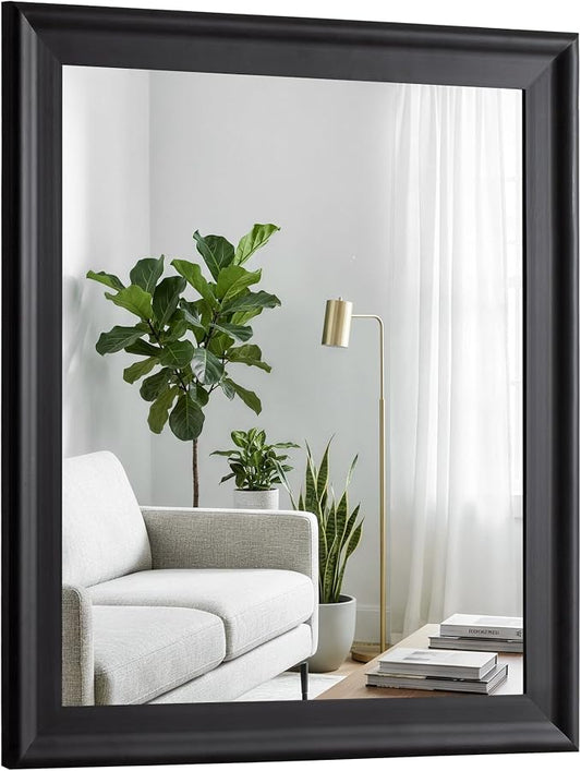 CULER Black Wall Mirror for Bathroom,Rectangle Rustic 24 x 32 inch Hanging Vanity Mirrors for Living Room,Bedroom,Entryway