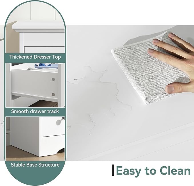 White Dresser for Bedroom，55" Wide 8 Drawers Dressers,Modern Wooden Chest for Living Room, Hallway