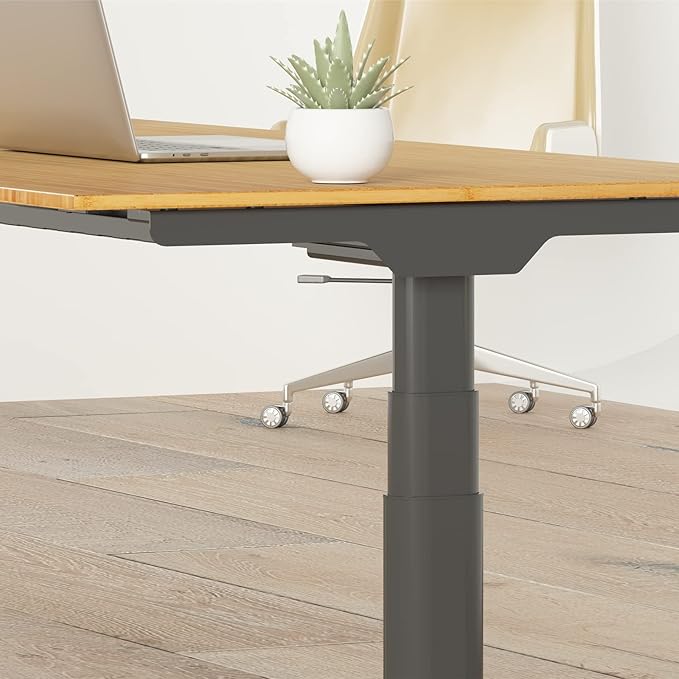 FLEXISPOT E6 Pro Oval Leg Dual Motor 3 Stages Bamboo Electric Standing Desk 72x30 Inch Whole-Piece Board Height Adjustable Electric Sit Stand Up Desk (Black Frame + Bamboo Curved Desktop)
