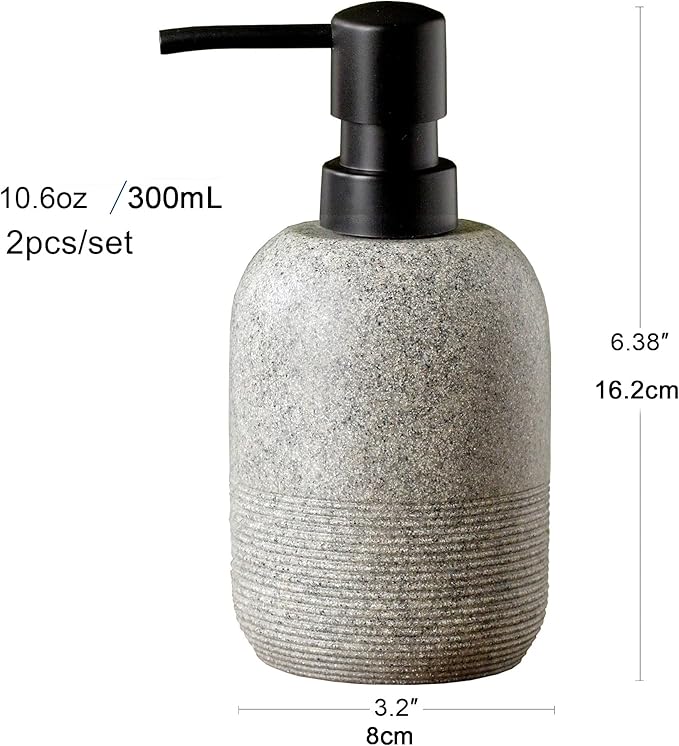 GalDal 2pcs/Set Grey Soap Lotion Dispenser with A Spare Pump,Liquid Hand Soap Dispenser Sets for Bathroom Countertop, Soap Dispenser for Kitchen.