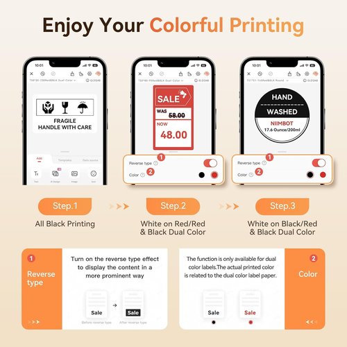NIIMBOT Label Maker Refill Sticker Papers - Dual Color Printing for Pro Series | 1.5''x2.8'' (38x70mm)