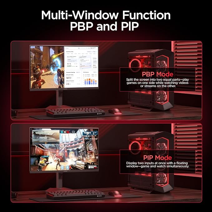 KOORUI 27 Inch 4K Gaming Monitor, Dual Mode(UHD 160Hz / FHD 320Hz), Fast IPS 2160p PC Monitor, 95% DCI-P3, HDR400, Eye-Care, Height/Pivot/Tilt Adjustability, VESA Mountable，HDMI 2.1/DP 1.4, G2741L