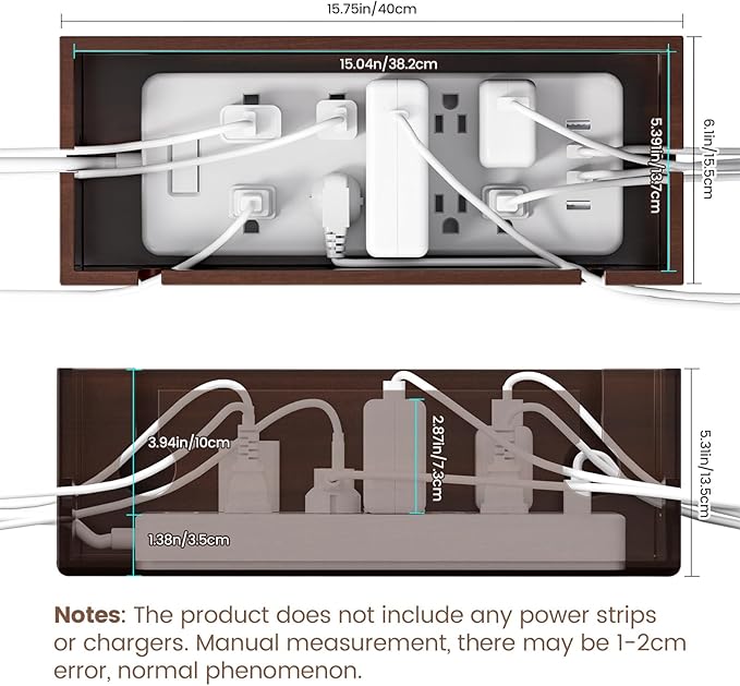 HomeBliss Large Cable Management Box - Stylish Wire Organizer, Wire Concealer and Wire Management Box - Wire Management Box Tall Design for Easy Access（NO Power Strips or Chargers）