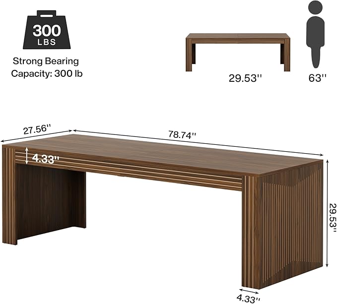 Tribesigns 79-Inch Extra Long Desk, Two Person Double Desk for Home Office, Wooden Long Computer Desk Writing Table for Office, Dark Brown