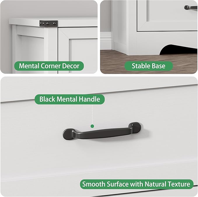 Dresser for Bedroom with 6 Drawers, 49" Tall Wood Chest of Drawers with Deep Drawers & Mental Handle, Modern Dresser TV Stand, Wooden Closet Storage Organizer for Living Room, Hallway, Entryway, White