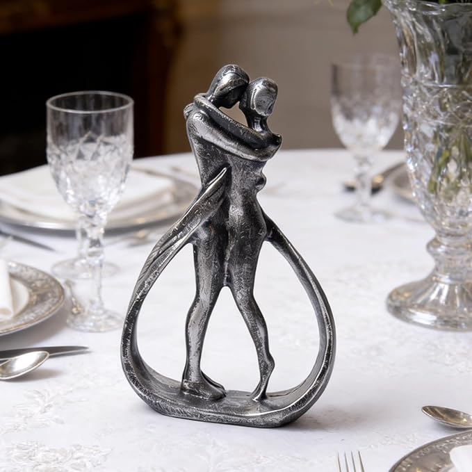 Modern Abstract Couple Statue, Kissing Lovers Sculpture Figurine for Home Decor Living Room Bedroom Bookshelf Office, Gift for Wedding Anniversaries, Love Decor Ornament for Valentines - Style C