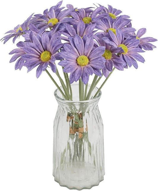 IPOPU 15pcs Daisies Artificial Flowers Faux Purple Daisies Flowers 12" Fake Wildflowers Flower Silk Flowers for Floral Arrangements Wedding Home Garden Decor (Purple)