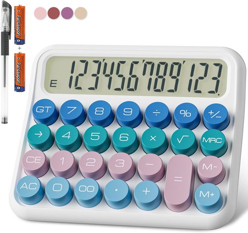 DECKLIT Battery Desk Calculator - 12-Digit Extra Large LCD Display | Easy-to-Press Big Buttons, 15° Tilt Screen