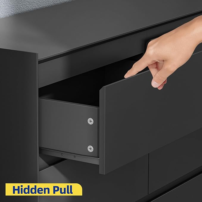 Black Dresser for Bedroom, 62" Wide Chest of Drawers, Modern 9 Drawer Storage Organizer for Closet, Hallway, or Living Room