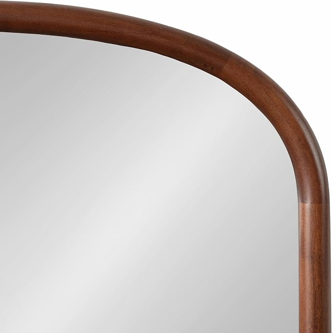 Kate and Laurel Talma Arched Oval Wall Mirror, 24 x 36, Dark Walnut, Transitional Capsule Mirror with Solid Poplar Wood Frame and Rounded Frame Profile