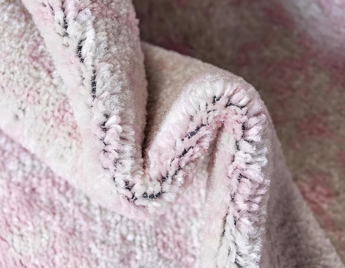 Unique Loom Bromley Collection Area Rug - Wells (9' x 12' 2" Rectangle Pink/Ivory)