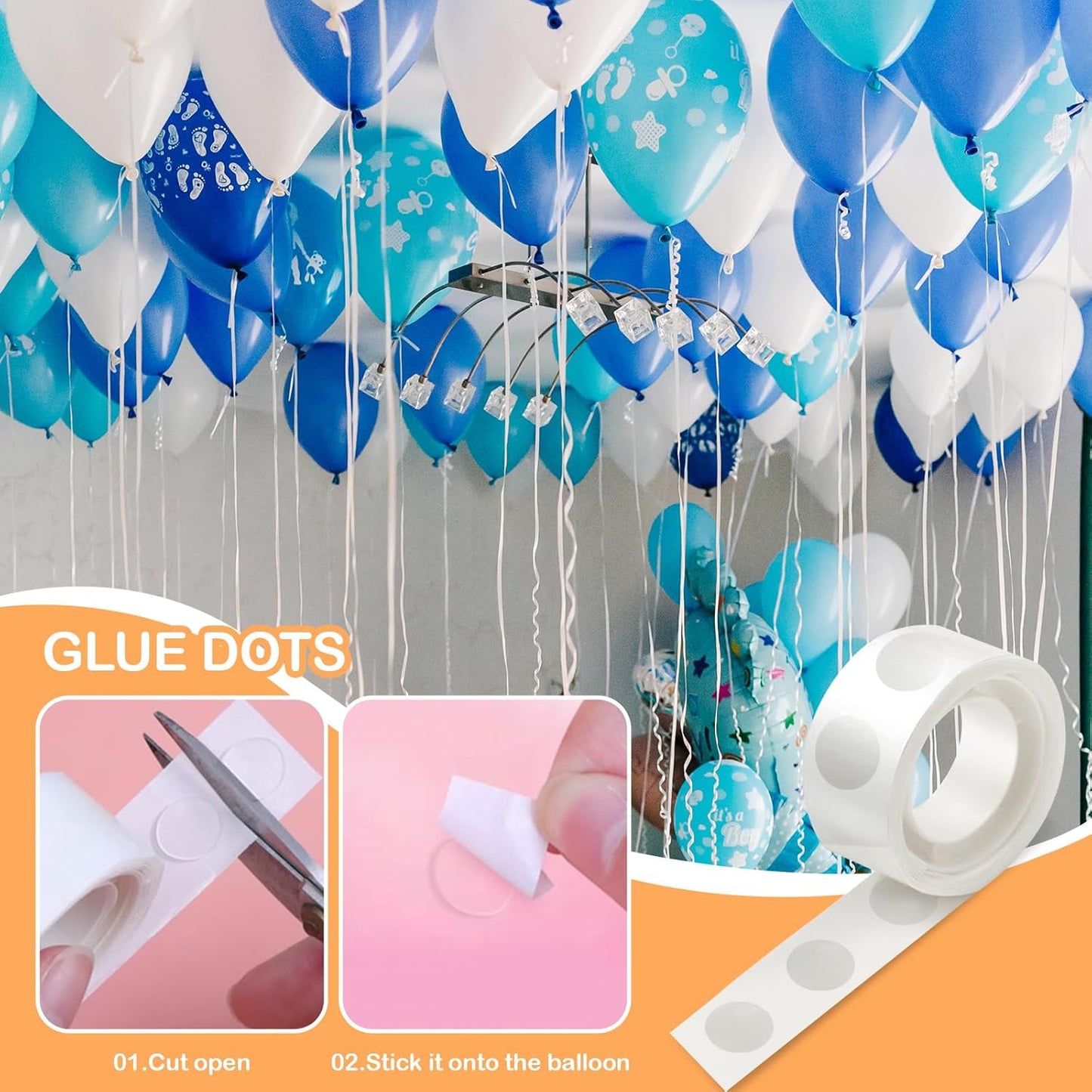 Skiennix Clear Balloon Glue Points - 1000 Removable Double-Sided Adhesive Dots for Crafts & Decorations