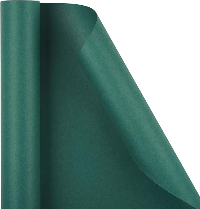 RUSPEPA 30"x 393"(32.8') Dark Green Kraft Wrapping Paper Large Jumbo Roll, Recyclable Green Art Gift Wrap Paper for Christmas Gift Wrapping, Table Covering, Art & Craft Supplies, Bouquet Flower, 80GSM