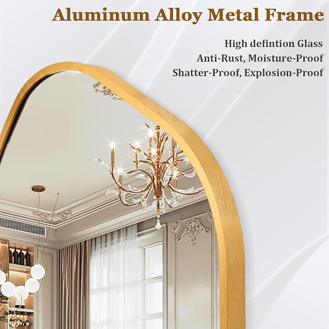Irregular Mirror for Wall, Gold Wall Mirrors Decorative 20"x16" Asymmetrical Mirrors Aluminum Alloy Frame for Bathroom, Bedroom, Living Room, Cloakroom, Entryway