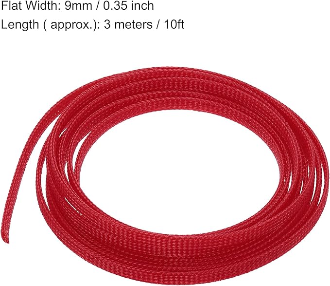 uxcell PET Expandable Sleeving 10ft 1/4" Red Cable Management Sleeve Cord Organizer for Wrap Protect Cable