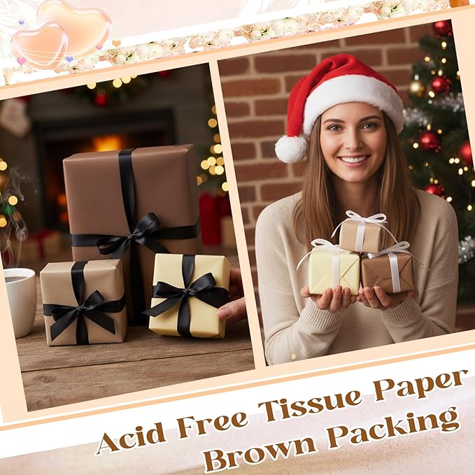 Qilery 500 Sheets Tissue Paper 15 x 20 Inch Acid Free Wrapping Gift Paper Crafts Bulk for Holiday, Birthday, Party Decor, Weddings, Baby Shower(15 x 20 Inch,Classic,Kraft Brown)