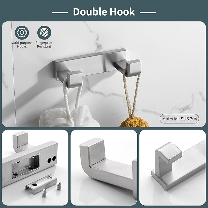 YACVCL 4-Piece Bathroom Hardware Set Brushed Nickel Towel Bar Set Premium Stainless Steel Bath Towel Holder Sets Towel Racks Wall Mounted