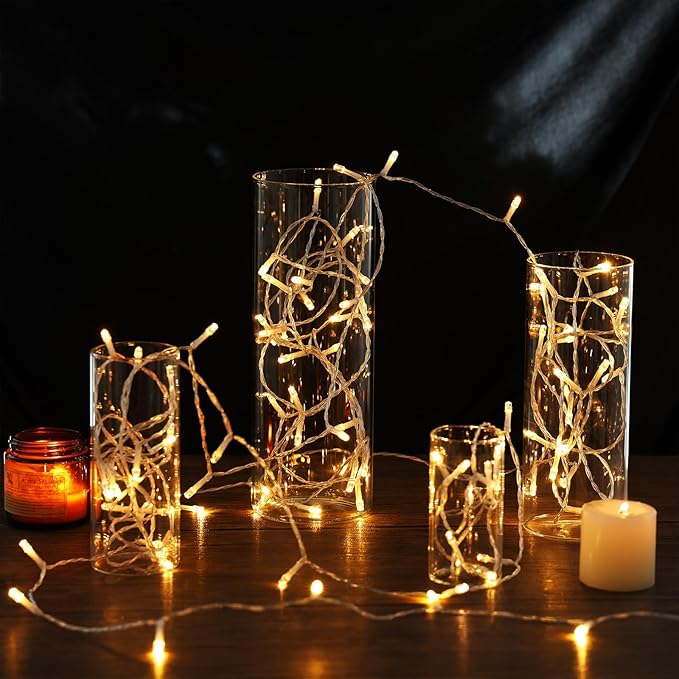Fixwal 12pcs Clear Glass Cylinder Vases, 4, 6, 8, 10 Inch Tall Cylinder Vases for Centerpieces, Glass Flower Vase Floating Candle Holder Vase for Table Shelf, Party, Wedding, Home Decor