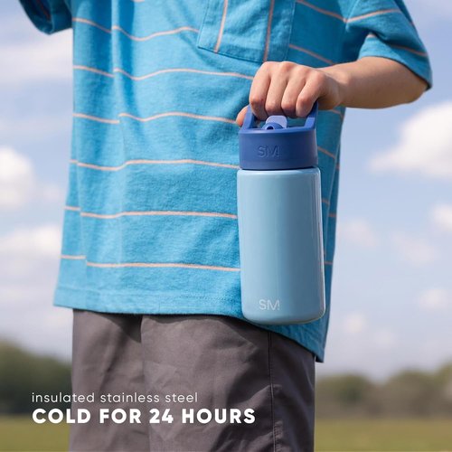 Simple Modern Kids Summit Water Bottle - 14oz Insulated Stainless Steel Tumbler with Straw Lid | Confetti Design