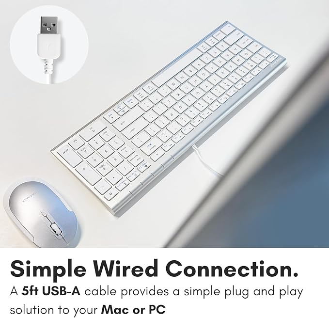 Macally Wired Keyboard for Mac, Compatible Apple Keyboard with Numeric Keypad - Slim, Space-Saving Design for, MacBook Pro/Air Laptop, iMac Replacement
